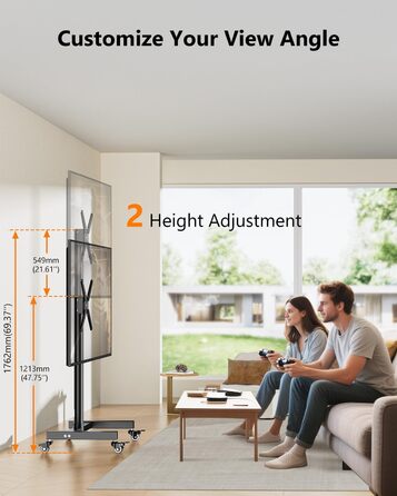 Підставка для телевізора на коліщатках для 17-50 дюймів, поворот 180°, регулювання висоти, VESA 300x300 мм, до 30 кг