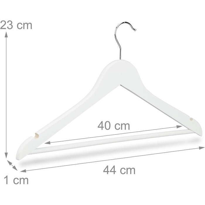 Дерев'яна вішалка для одягу, класична, для сорочок та штанів, обертається на 360, розмір ВхШ 23 х 44 см, упаковка 00 (1, біла, упаковка 20), 00 x