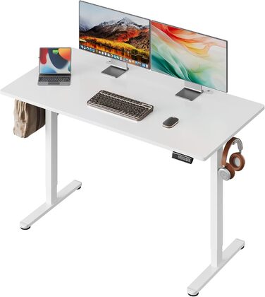 Регульований стіл Devaise 100x60 см з однією стільницею та тихим мотором, стіл для стоячи/сидячи з функцією пам'яті на 3 положення, ергономічний комп'ютерний стіл для офісу, білий (140x70 см, білий)