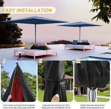 Чохол для парасольки від сонця, захисний чохол для парасольки, 3-5 м, великий розмір, захист від погодних умов, UV, вітру та снігу, 295x80/80 см