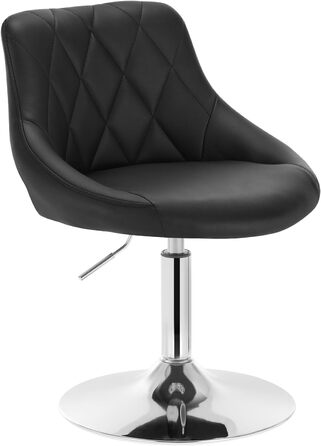 Крісло для туалетного столика WOLTU BH242bl-1, чорне, з штучної шкіри, регульоване по висоті, обертове