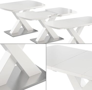 Розсувний обідній стіл Vicco Chinto, 120-160 x 80 см, чорний/білий
