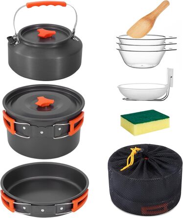 Набір кухонного посуду для кемпінгу Yesaler: каструля, сковорода, чайник для пікніків, походів та риболовлі