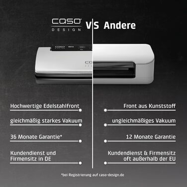 Вакууматор CASO VC15 для продуктів харчування з функцією герметизації та набором професійних пакетів