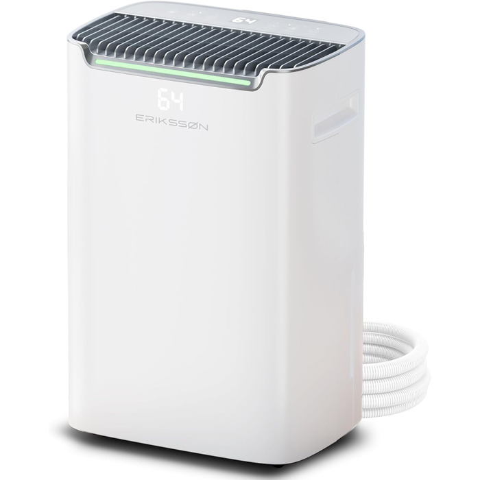 Електричний осушувач повітря з LED дисплеєм, таймером та захистом для дітей | Здатність осушувати 16 літрів вологи на добу | Для приміщень до 70 м² | Енергоефективний осушувач з датчиком вологості | Білий