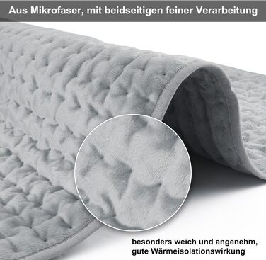 Електричне грілка для тіла 84x43 см з таймером, м'який фланнель для спини, шиї, плечей, сірий