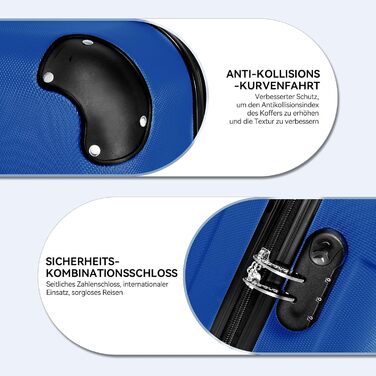 Набір валіз Beibye: жорсткий корпус, коліщатка, замок, 55/66/76 см (Diamond-blue)