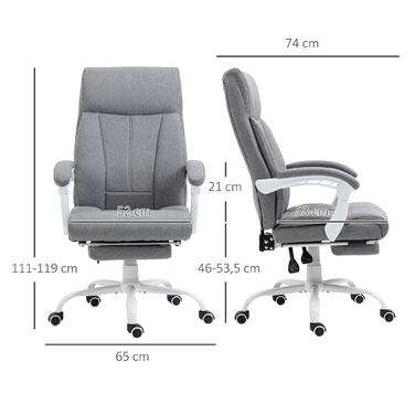 Ергономічне письмове крісло HOMCOM Office Chair з регульованою спинкою на 155° і функцією відкидання, регулюється по висоті для комфорту