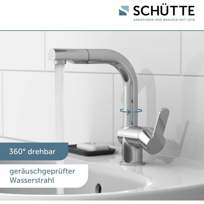 Змішувач для ванної SCHÜTTE 79710 LONDON з висувною лійкою, настінний, з донним клапаном, хром