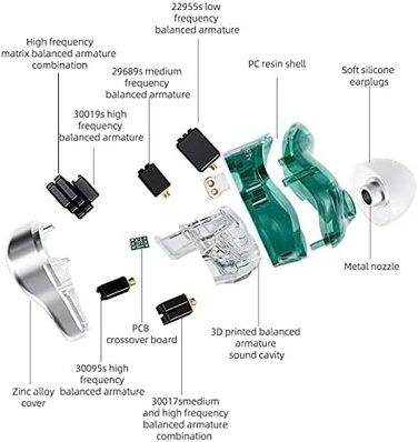 Внутрішньоканальний монітор LINSOUL KZ ZAS 7BA1DD, HiFi бас, гібридні навушники IEM, знімний кабель, сріблястий