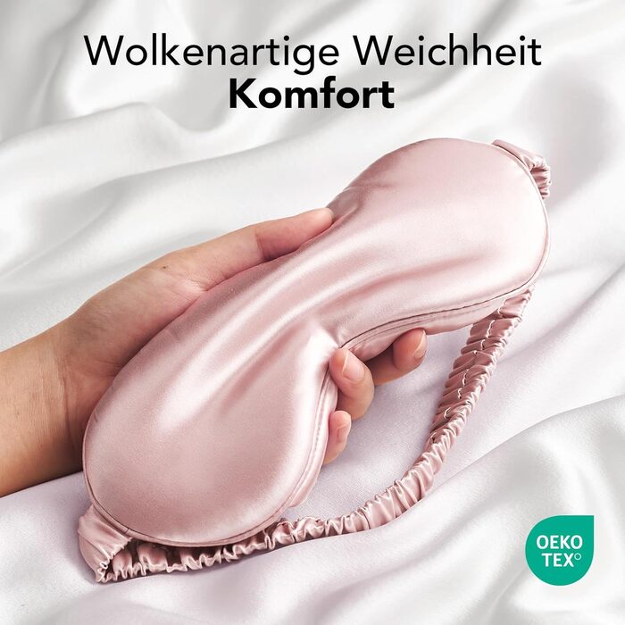 Маска для сну LitBear з шовку для тих, хто спить на боці, 100% шовк 22 momme 6A тутового шовку, повна світлонепроникність, для жінок та чоловіків, з косметичкою та гумкою для волосся, колір рожевий