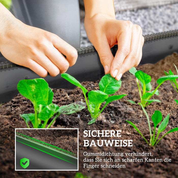 Підвищене грядка, модульна конструкція, захищені бортики, дизайн без дна, 150 x 62 x 30 см, темно-сірий