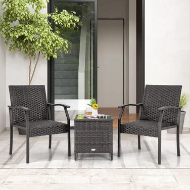 GIANTEX Набір садово-розкішних меблів з ротангу для саду та балкону, вологостійкий, для 2 осіб