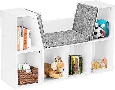 Книжкова шафа DREAMADE для дітей, дерев'яна дитяча полиця, органайзер для іграшок, дитяча полиця з 6 відділеннями для зберігання, для дитячої спальні (біла)