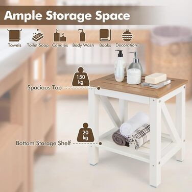 Стілець для душу Relax4Life з полицею та аксесуарами, білий, до 150 кг, 41x31.5x43.5 см