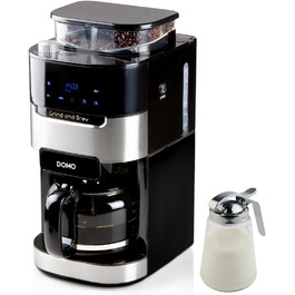 Повністю автоматична кавомашина Domo на 12 чашок з конічною кавомолкою для цільних зерен і фільтрованої кави
