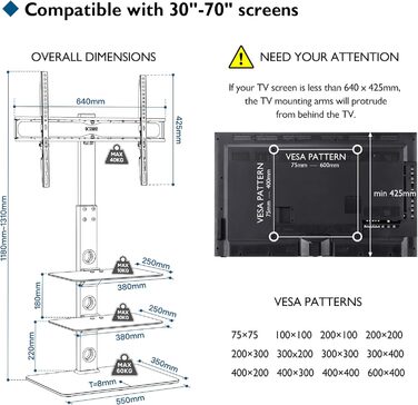 Підлогова стійка для телевізора BONTEC 30-70