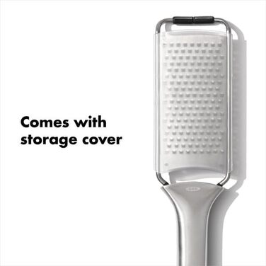 OXO Good Grips Тріскачка-тертка для овочів з контейнером з нержавіючої сталі, срібляста/чорна