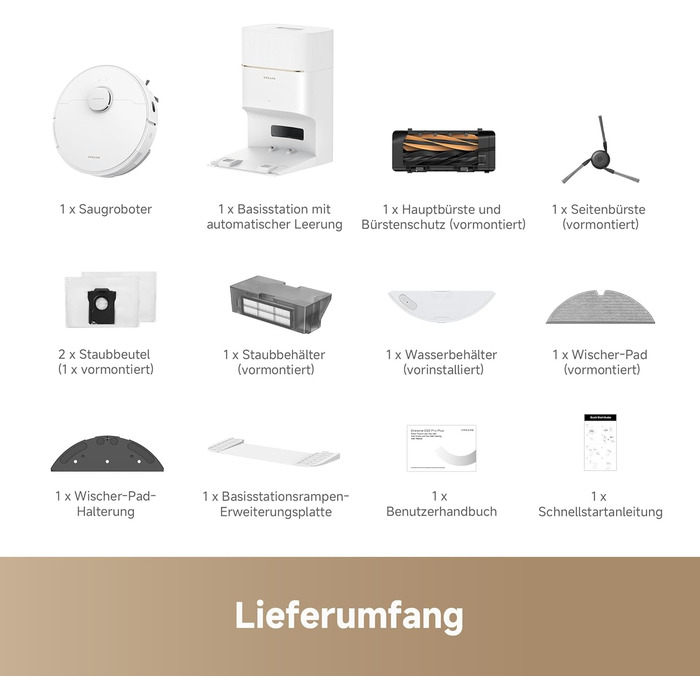 Робот-пилосос Dreame D20 Pro Plus: потужність 13000 Па, DuoBrush для шерсті тварин, очищення кутів, самостійна очистка, уникнення перешкод (LDS-навігація, лазер), суха та волога прибирання, для твердих підлог та килимів, акумулятор 5200 мАг