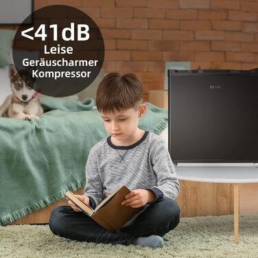 Міні-холодильник CHIQ 46 л з регулюванням температури, тихий (39 дБ), для офісу, кемпінгу, спальні, готелю, чорний