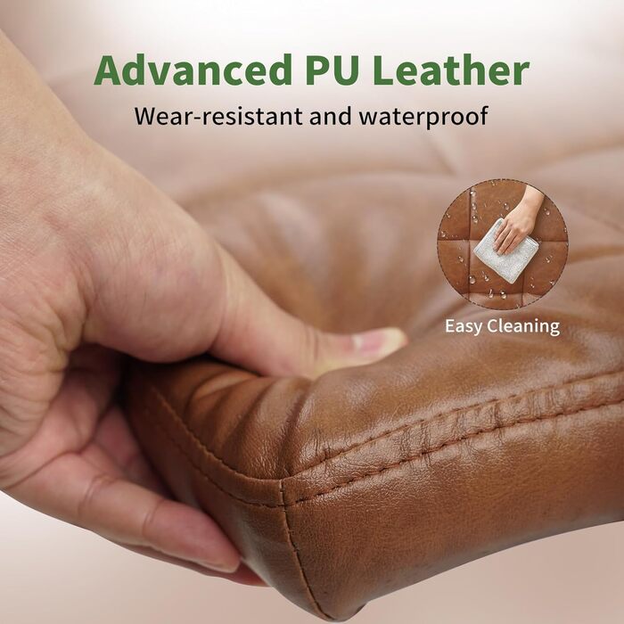 Крісло офісне Clatina Leder з підлокітниками, шкіряне, ергономічне, поворотне, регульоване по висоті, для дому та офісу, коричневе, 160 кг, 1 шт.