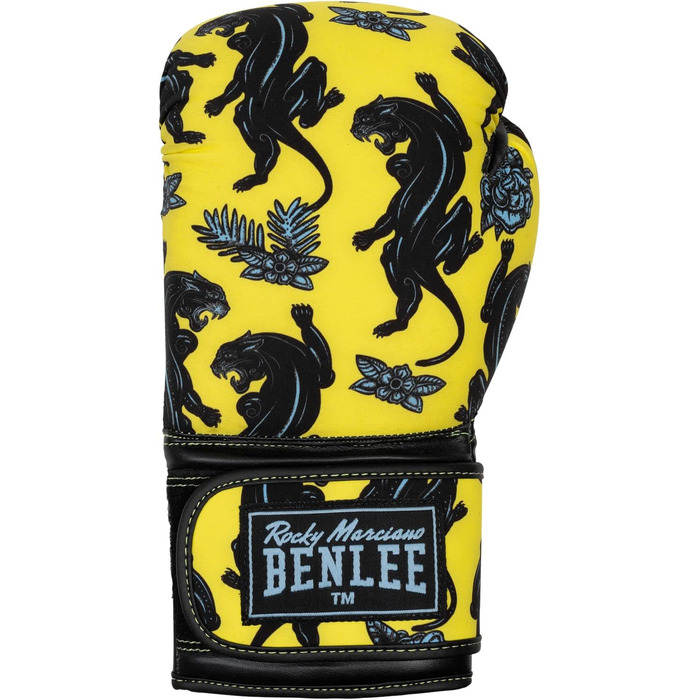Боксерські рукавички Benlee зі штучної шкіри та Текстилю Panther Gloves (жовті / чорні / сині, 10 унцій)