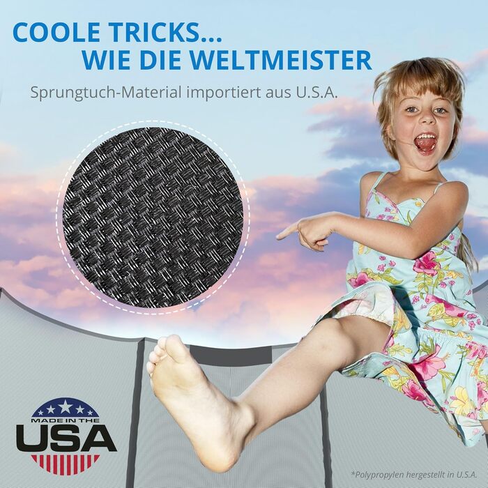 Батут вуличний KINETIC SPORTS Salto Plus Ø183 см з сіткою, драбиною та захисним покриттям - для дітей