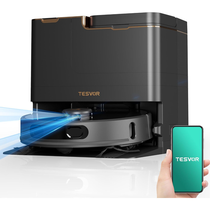 Робот-пилосос Tesvor S8 Pro з функцією миття - 8000Pa, 3в1, LiDAR-навігація, 240 хв роботи, керування через додаток/Alexa, для шерсті тварин, килимів та твердих підлог