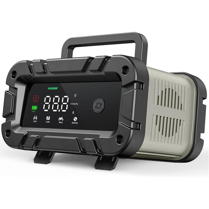 Автоматичний зарядний пристрій для акумуляторів з температурною компенсацією (6A), червоний. Підходить для авто, вантажівок, мотоциклів, газонокосарок, човнів та морських акумуляторів.