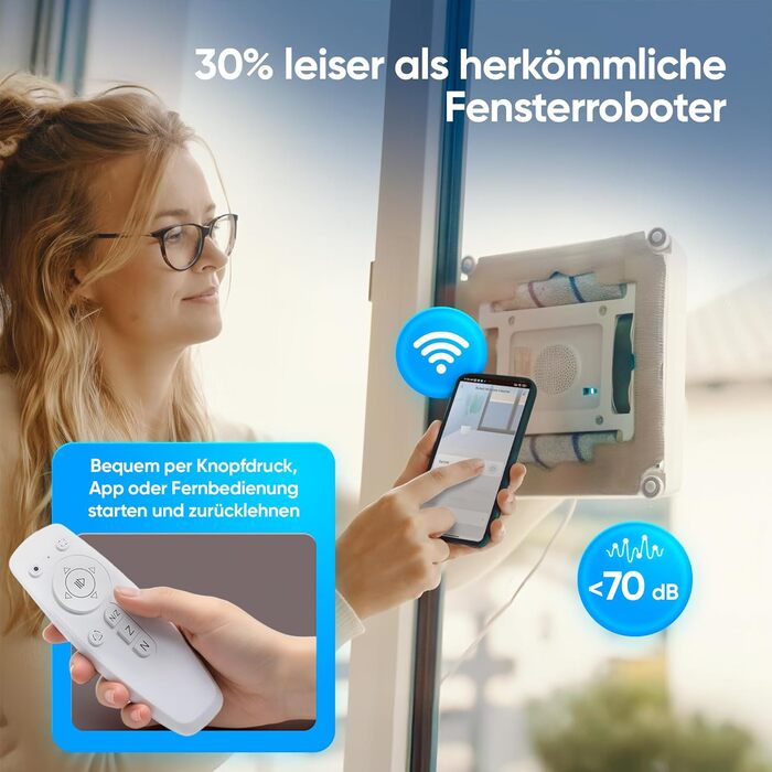 Робот для миття вікон Winbot Roboclean з пульверизатором, анти-падіння та керуванням через додаток