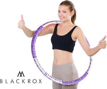 Фітнес-обруч BLACKROX HOOPAROX Adult Hula Fitness Hoop Інтер'єр з нержавіючої сталі Регульована вага Зменшення ваги 1,2-4 кг Обруч для початківців для фітнес-масажу для схуднення ФІОЛЕТОВИЙ & БІЛИЙ