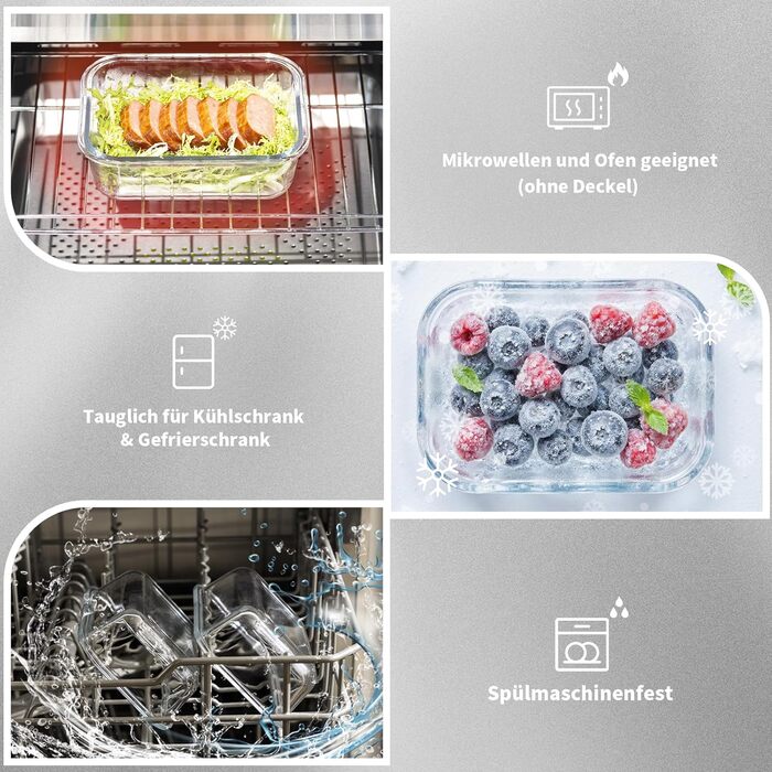 Набір контейнерів для зберігання продуктів FE1537-чорний (20 шт.): контейнери + кришки, миюча посуду, для мікрохвильовки та морозильника, герметичні