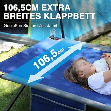 Складане кемпінгове ліжко EVER ADVANCED XXL, 300 кг, 214x106 см, посилене, для кемпінгу, подорожей, пляжу та саду