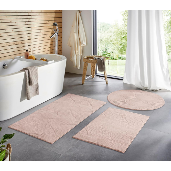 Килимок для ванної кімнати Taracarpet, зелений з листям, 80x150 см, антиковзаючі, миючий, для ванни та душу