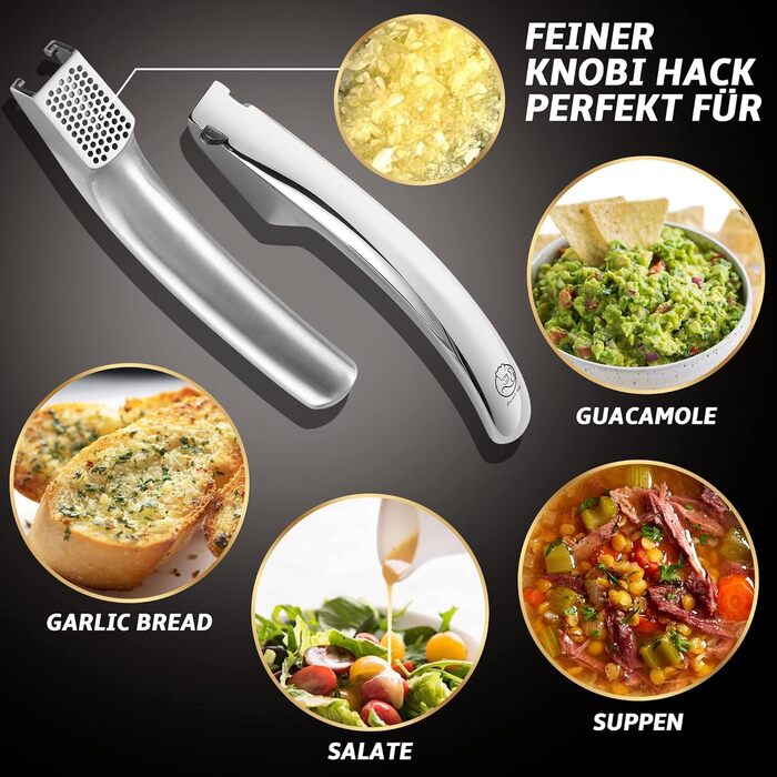 Прес для часнику та імбиру з нержавіючої сталі | Без очищення | Легко миється | 5 років гарантії | Для дрібного подрібнення