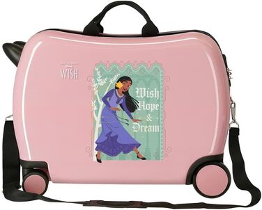 Дитяча валіза Disney Wish Come True, рожева, 50 x 38 x 20 см, жорстка, ABS, бічна комбінована застібка, 34 л, 1,8 кг, 2 колеса, ручна поклажа, рожева, Talla nica, дитяча валіза