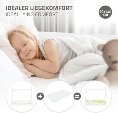 Дитяче ліжко-халапа Tipi 70x140 см біле з бортиками та ламелями, з сосни, індіанське ліжко для дівчаток та хлопчиків, будиночок-ліжко з огорожею, ліжко-халапа для дітей та підлітків, ігрове ліжко-намет