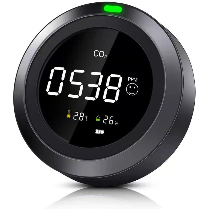 Вимірювач якості повітря Therm La Mode CF-30 з Smart-додаток: виявлення забруднювачів, пилу PM2.5/PM1.0, формальдегіду, CO2, температури, пилку. Великий LCD-дисплей