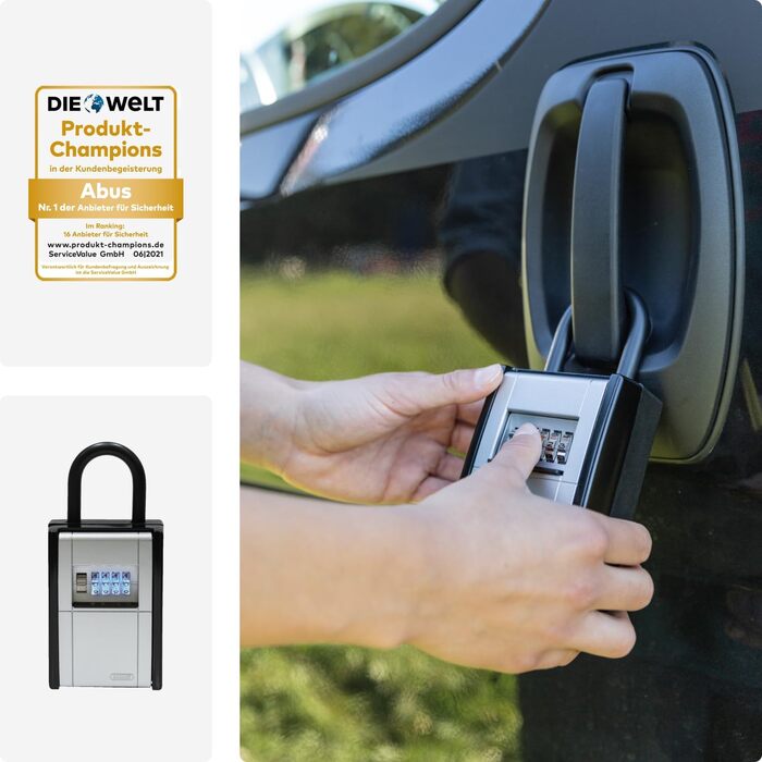 Сейф для ключів ABUS KeyGarage 797 LED з підсвічуванням - чорно-срібний, для ключів та дрібних цінностей