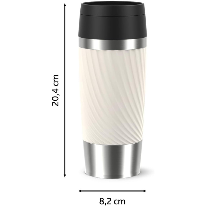 Термокружка Emsa Travel Mug Classic Twist, 0.36 л, кремовий, з кришкою Quick-Press, з нержавіючої сталі