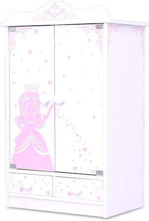 Дитяча шафа-купе Шафа-купе висотою 52 см Навісна шафа Навісна шафа Біла 2-дверна шафа для ляльок (рожева/біла 833)
