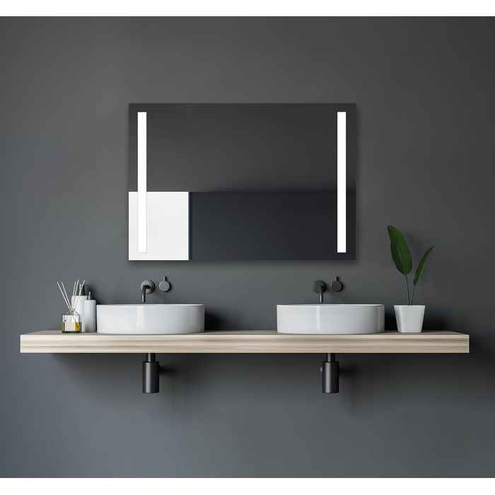 Дзеркало для ванної кімнати Talos Light LED 80x60 см з підсвічуванням, нейтральним білим світлом, алюмінієвою рамою, сучасний дизайн