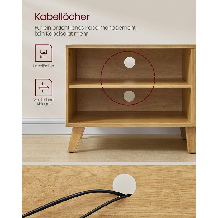 Тумба під телевізор VASAGLE 160 см, шафа для ТВ до 65 дюймів, 2 двері, полиці, колір: бежево-кремовий LTV030W01