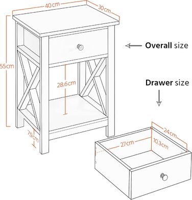 Журнальний столик Yaheetech з шухлядою та полицею, білий, для вітальні та спальні, скандинавський стиль