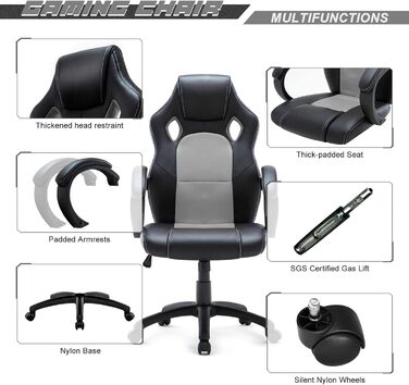 Крісло для керівника  WM Heart Ergonomic Gaming Офісне крісло (сірий)