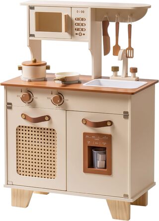 Дерев'яна дитяча кухня ROBOTIME з аксесуарами, ретро-дизайн, зелений, 3-8 років