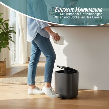 Відро для сміття Relaxdays 5 л з м'яким закриттям