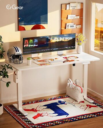 Електричний регульований стіл ErGear 160x80 см з пам'яттю, білий. Підключення до плати 120x60 см для дому та офісу