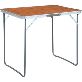 Кемпінговий стіл Складний з металевим каркасом Розкладний стіл Стіл Валіза Стіл Кемпінгові меблі Розкладний стіл Стіл для вечірки Стіл для пікніка 80x60 см Коричневий