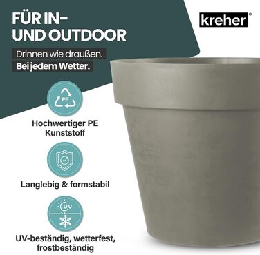 Крехер XXL круглий горщик для рослин / горщик для квітів, діаметр 58 см, на колесах. Ідеально підходить для саду, тераси, ресторанів та комерційних приміщень!
